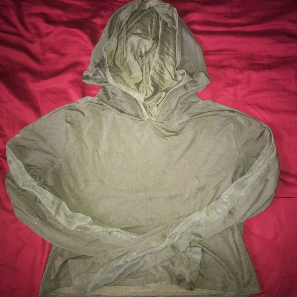Forever 21 Olive Green Crop Workout Hoodie